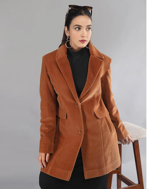 Yha Winter Wear Solid Full Sleeves Long Coats For Women Dark Tan Product Images Rvp83l34ft 1 202503191442